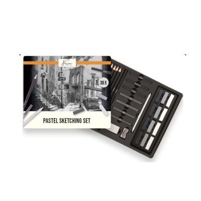 Conjunto de desenho Pastel Sketching Set com 30 peças em caixa