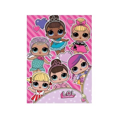 Papel de parede de bonecas LOL Surprise com fundo rosa e corações