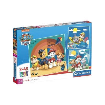 Caixa de puzzles Paw Patrol com 3 quebra-cabeças coloridos para crianças 5+