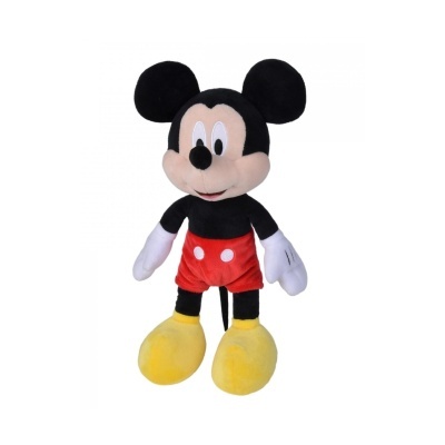 Pelúcia do personagem Mickey Mouse com calções vermelhos e sapatos amarelos
