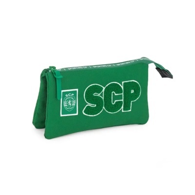 Estojo verde do Sporting com zíper e logotipo SCP branco