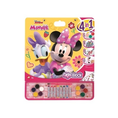 Conjunto de material de arte Disney Junior Minnie com lápis de cor, tintas e pincel