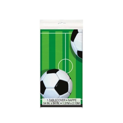 Toalha de mesa com estampa de futebol na embalagem