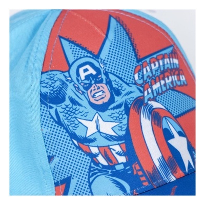 Boné com estampa do Capitão América em azul, vermelho e branco
