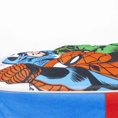 Mochila redonda com estampa do Capitão América e Homem-Aranha