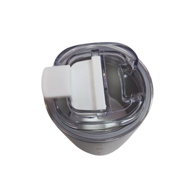 Copo térmico em inox com tampa transparente e fecho branco