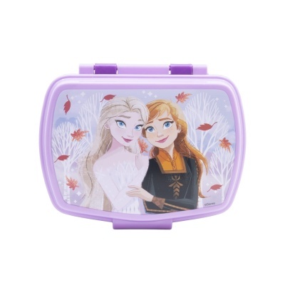 Estojo lilás com imagem das personagens Elsa e Anna do filme Frozen