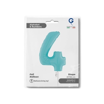 Balão azul pastel número 4 embalado para festa