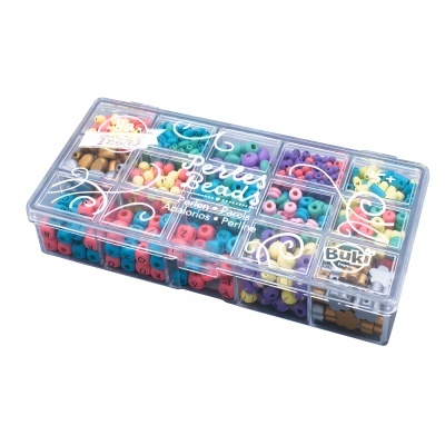 Estojo plástico com pérolas coloridas para bijuteria