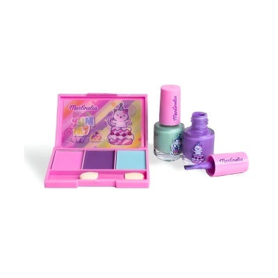 Conjunto infantil de maquilhagem Martinsela com paleta rosa e dois vernizes de unhas