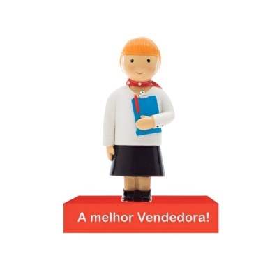 Figura decorativa de mulher com saia preta e blusa branca