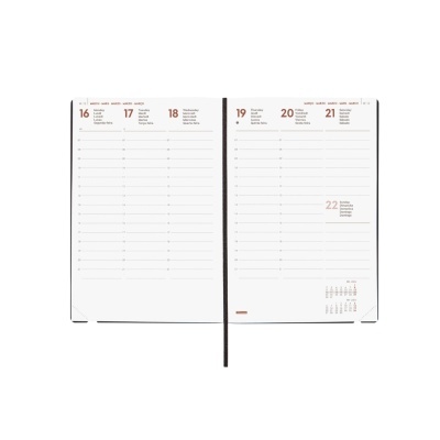 Agenda aberta mostrando os dias 16 a 22 de março de 2020 com linhas para escrita