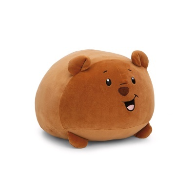 Pelúcia redonda castanha em forma de urso sorridente