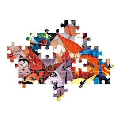 Quebra-cabeças de super-herói em estilo banda desenhada com peças coloridas