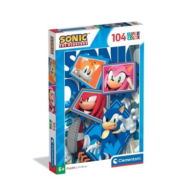 Caixa de puzzle Sonic the Hedgehog com 104 peças coloridas