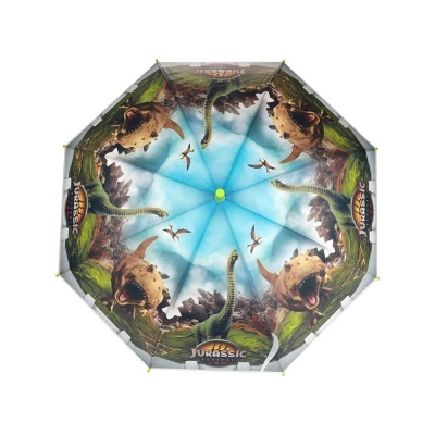Guarda-chuva com estampa de dinossauros Jurassic World em cores azul, verde e castanho