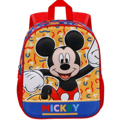 Mochila infantil com estampa do Mickey Mouse e alças vermelhas