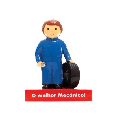 Estatueta de mecânico com base vermelha texto O melhor Mecânico!