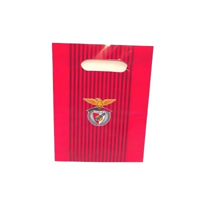Saco plástico vermelho com logótipo SL BENFICA e riscas pretas