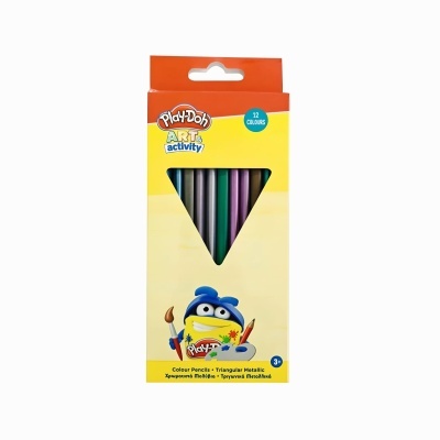 Estojo de lápis de cor triangulares metálicos Play-Doh Art & Activity com 12 cores