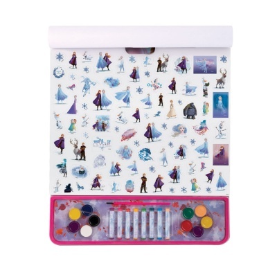 Conjunto de arte infantil Frozen com rolo de papel e tintas coloridas