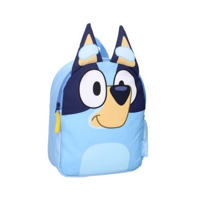 Mochila infantil azul com desenho de cão e orelhas 3D