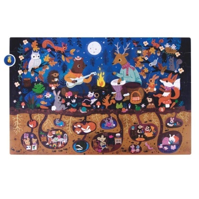 Tapete infantil com ilustração colorida de animais da floresta e do subterrâneo