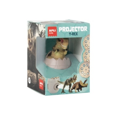 Projetor infantil APLI Kids T-Rex com figura de dinossauro T-Rex dentro de ovo na embalagem