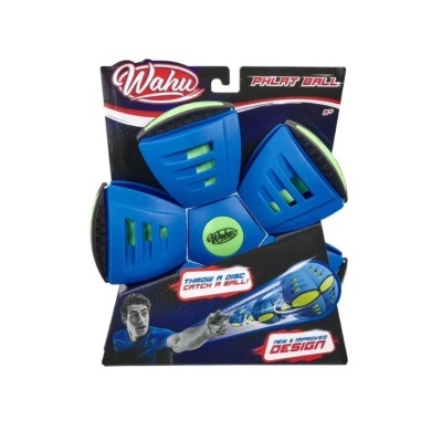 Disco Wahu azul e verde para jogar, em embalagem de fundo azul.