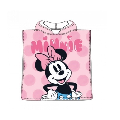 Poncho de banho infantil rosa com estampa da Minnie