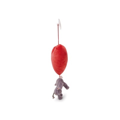 Brinquedo pendente para animais com balão vermelho e peluche cinzento