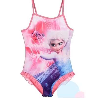 Fato de banho infantil cor-de-rosa com personagem Elsa estampada