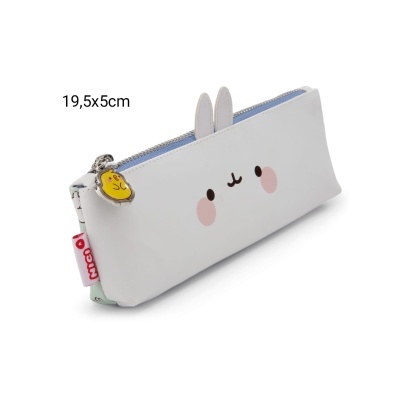 Estojo branco com rosto de coelho e orelhas 3D