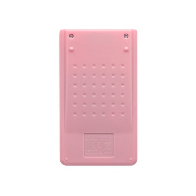 Calculadora eletrónica cor-de-rosa com textura e parafusos