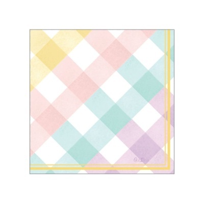 Guardanapo quadriculado em tons pastel com borda fina