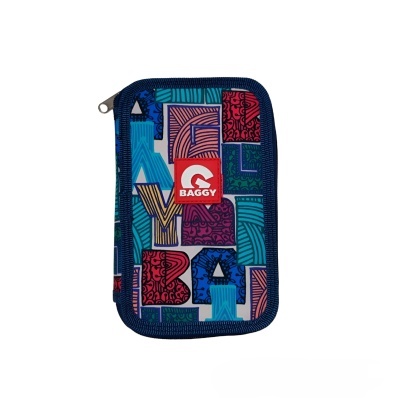 Estojo escolar estampado com letras e fecho de correr