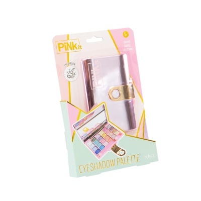 Paleta de sombras de olhos PINKIT com estojo rosa metalizado em embalagem colorida