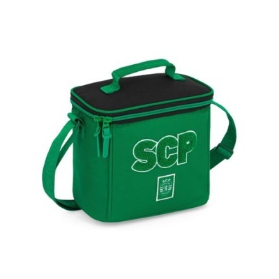 Sacola térmica verde e preta com alça e zíper SCP