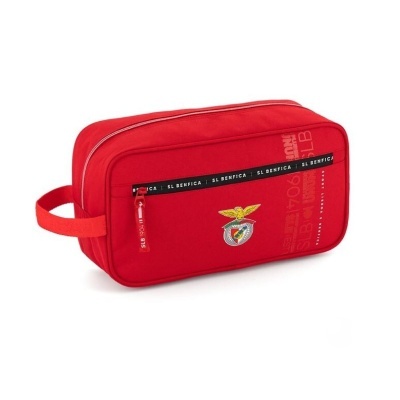 Estojo vermelho com emblema do Benfica e fecho de correr