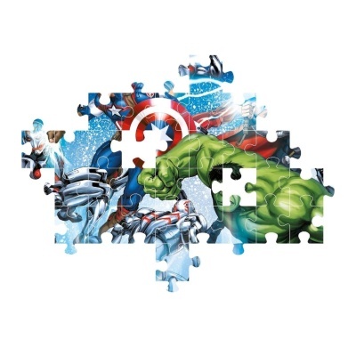 Puzzle incompleto mostrando figuras de Capitão América e Hulk