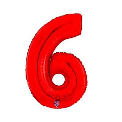 Balão vermelho em forma do número 6