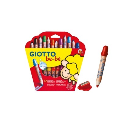 Conjunto de lápis de cera GIOTTO be-bè com apontador numa embalagem colorida