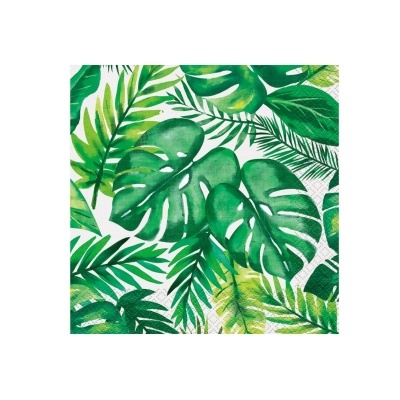 Guardanapo de papel com estampa de folhas tropicais verdes