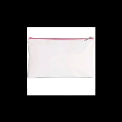 Necessaire retangular branca com fecho rosa