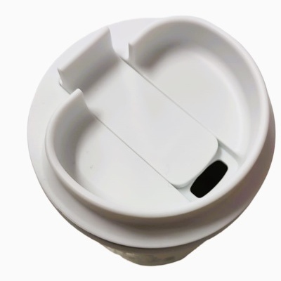 Tampa branca de plástico para copo reutilizável com abertura para beber