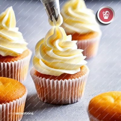 Cupcakes com cobertura cremosa a ser aplicada em saco de pasteleiro