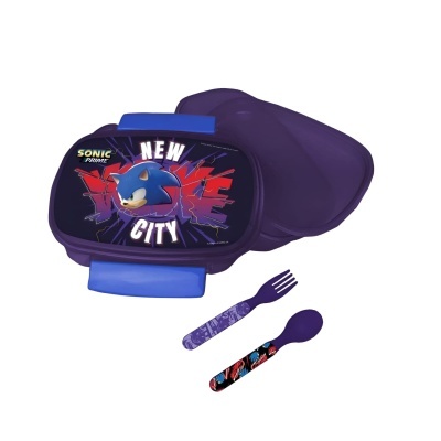 Estojo de almoço Sonic com garfo e colher coloridos