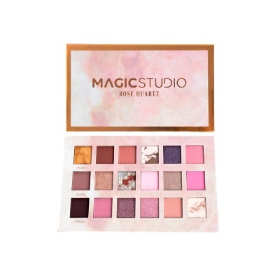 Paleta de sombras Magic Studio Rose Quartz com várias cores em embalagem aberta