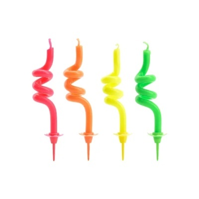 Velas espiral de aniversário coloridas com suporte