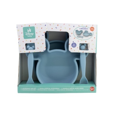 Conjunto de alimentação para bebé Disney Baby azul com prato, colher e garfo